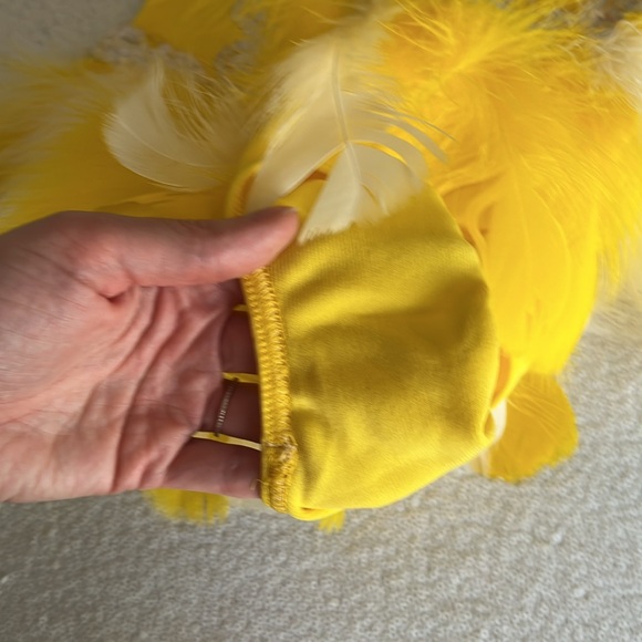 Vintage 1970s Yellow Dance Leotard with Sequins and Feathers - Child or … - Picture 12 of 15